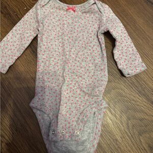 Child of Mine Gray Bodysuit with Pink Accents